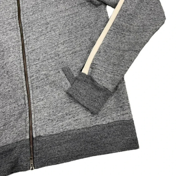 J. Crew Gray Heather Side Stripe Full Zip Sweater M - Picture 2 of 3